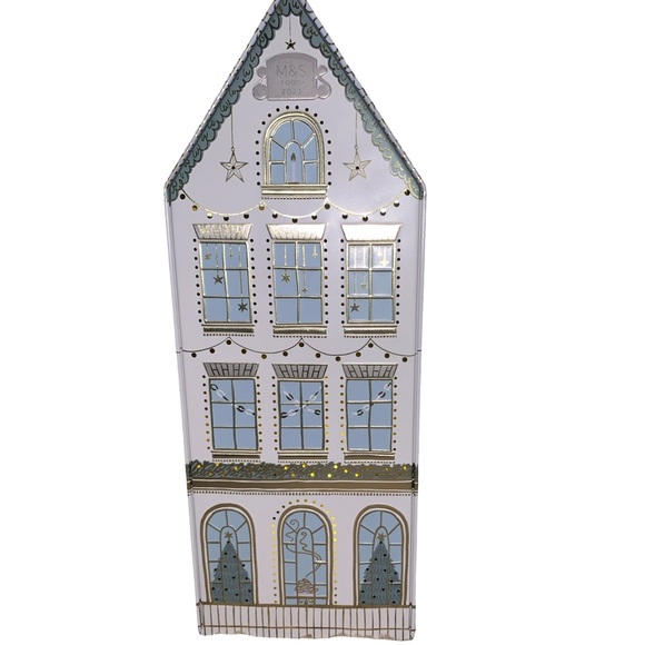M&S Marks Spencer LED Light Up Cookie Tin House 2023 Christmas Themed Home Tin - Picture 2 of 4